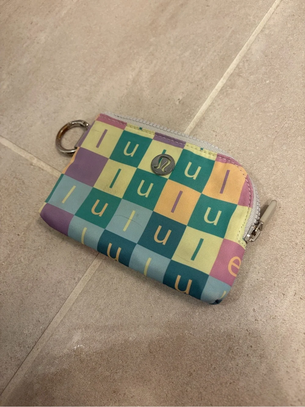 Lululemon athletica Multicolor Checker Coin Pouch • clippable mini wallet